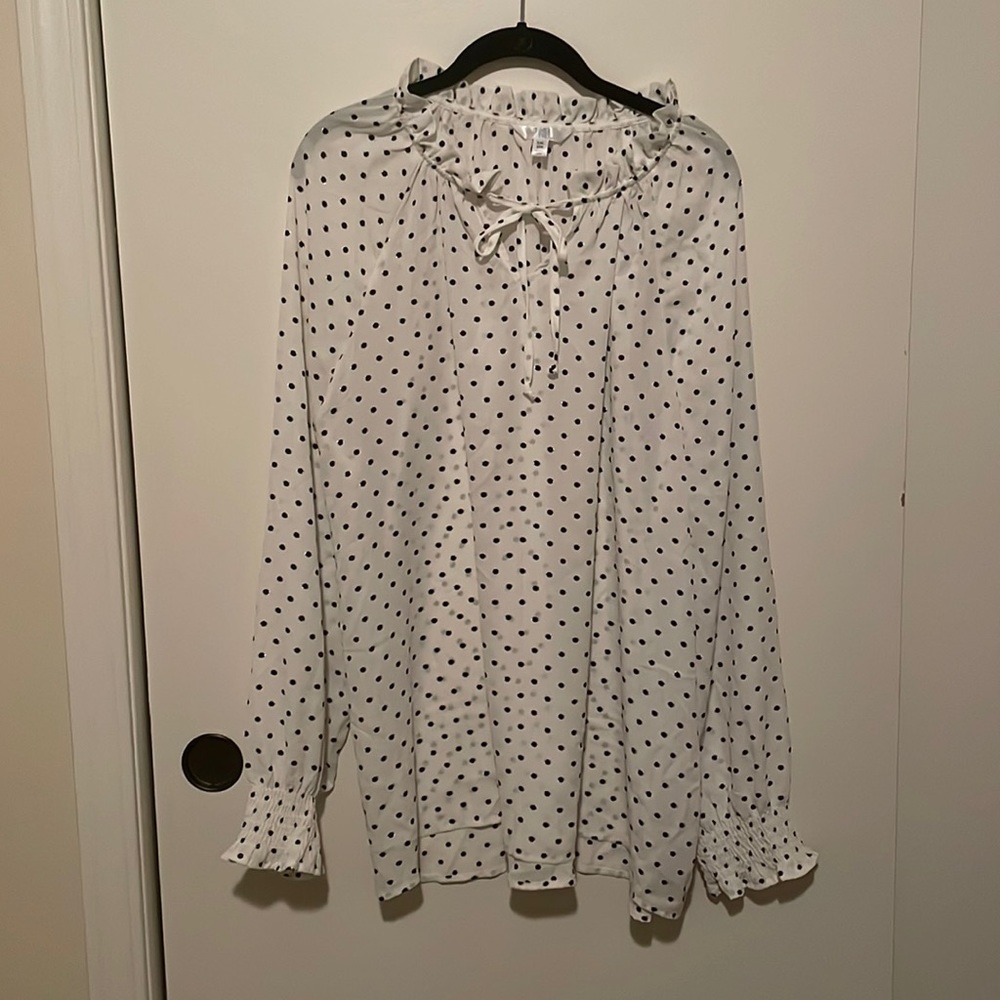 Time and Tru White Blouse with Black Polka Dots (XXL/20)